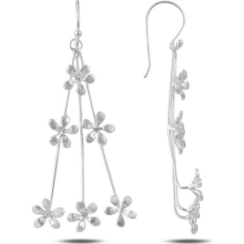 Silverlina Silver Dangle Broseli Flower Earrings