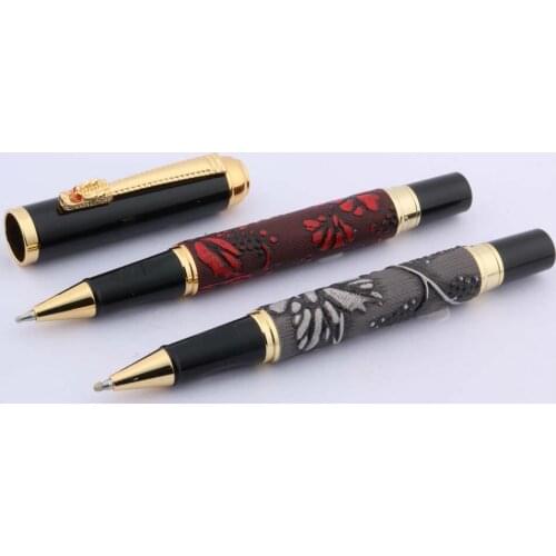 Golden Dragon With Exquisite Pattern Grey or Wine Red 0.5MM Black Refill Rollerball Pen