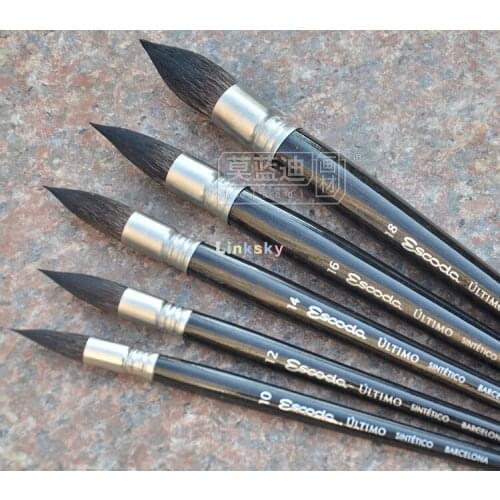 Escoda ULTIMO Series 1530,Imitation Squirrel Hair Mop Brush,Tendo Synthetic I Round I Mop I Black I Short Handle