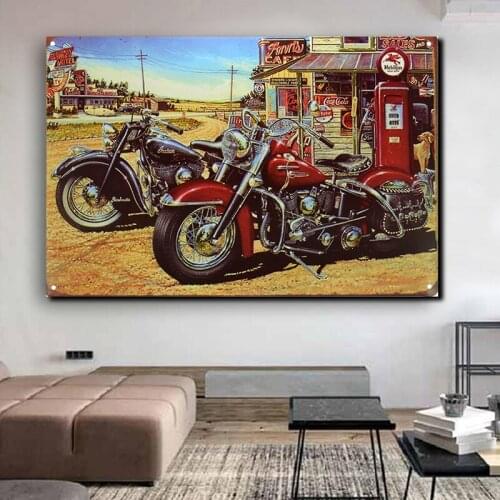 Retro Cool Motorcycle Wallpaper Canvas Painting Print Living Room Home Decoration Modern Wall Art Oil Painting Poster Pictures