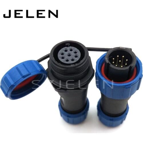 SP13, 9 pin waterproof plug and socket, LED power cable outdoor connectors, 9 pin Air connector hanging cable connector,IP68