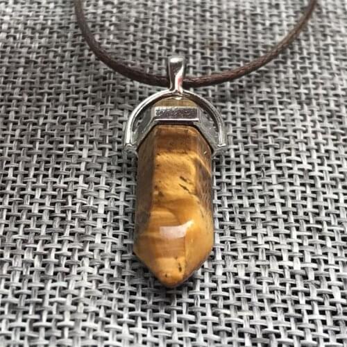 Tigers eye jasper quartz pendant crystal srystal point reiki healing 1pc