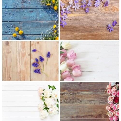 Vinyl Custom Photography Backdrops Props Flower Wood Planks Photo Studio Background 2183 KLZ-04