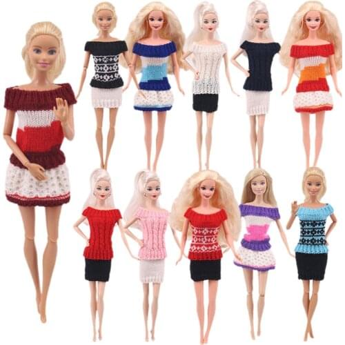 High Quality Handmade Knitted Pure Cotton Sweater Dress Tops Options Doll Clothes Accessories for Barbie Doll 11.5 Inch Girl Toy