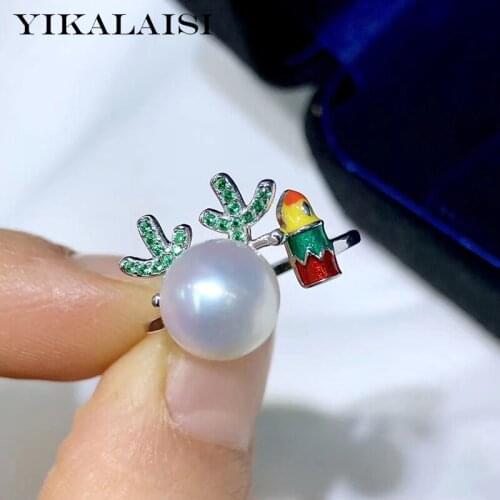 YIKALAISI 925 Sterling Silver Jewelry Pearl Rings 2019 Fine Natural Pearl jewelry 7-8mm Rings For Women wholesale