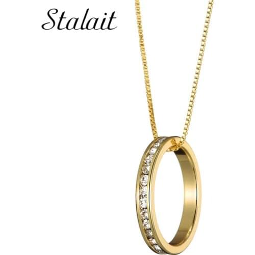 Luxury Gold Geometry Ring Pendant Initial Necklaces For Women AAA Cubic Zirconia Necklace Jewelry Wedding Accessories