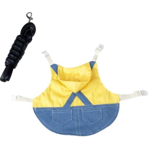 1 Set Dog Outdoor Leashes Small Leash Set Hoodie Strap Jeans Minions Puppy Dogs Clothes+ Leash Pet Clothes