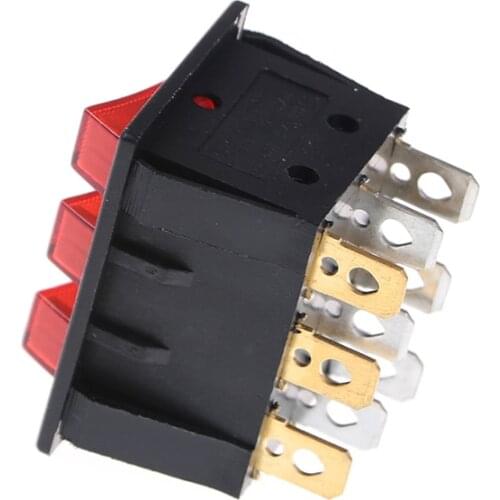 1pcs 16a/30a 250 Vac 9pin Rocker Switch KCD3 34*40 Big Rocker Switch On-Off With Red Light
