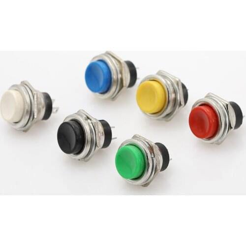 1pcs 1NO Cap Momentary Pushbutton Switches Head Metal Push Button Switch Recovery 2 Pins 3A 250V 16mm Male Thread Self reset