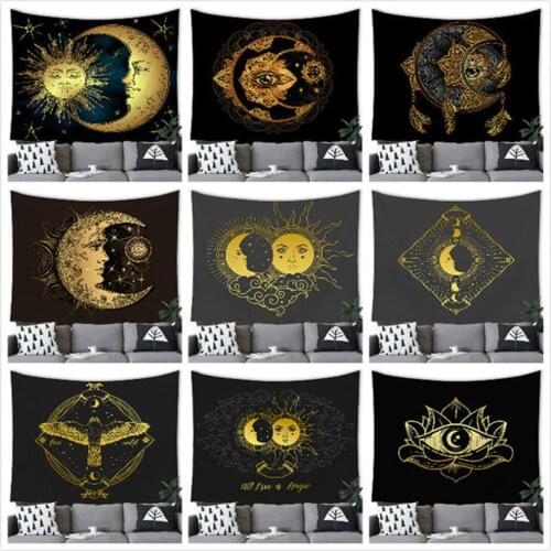 1pc Sun and Moon Psychedelic Wall Tarot Tapestry Altar Tarot Cloth Divination Accessories With Art Chakra Home Decorations