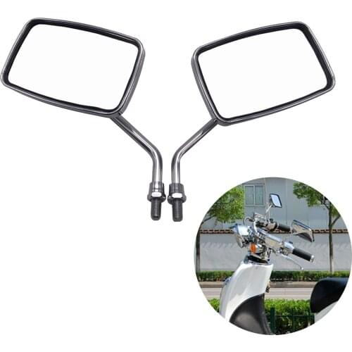 10MM Motorcycle Chopper ATV Universal Chrome Rearview Side Mirror Rear View Back Mirrors Accessories