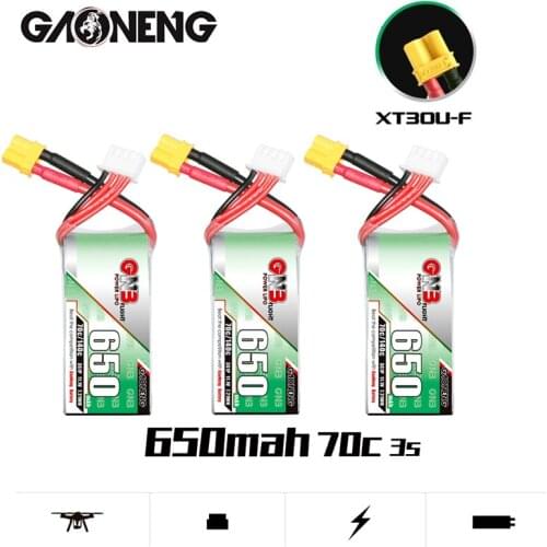 2/4/6/8/10Pcs GNB 3S 11.1V 650mAh Lipo Battery 70C/140C with XT30U-F Plug for FPV Racing Drone 4 axis UAV RC Quadcopter RC Drone