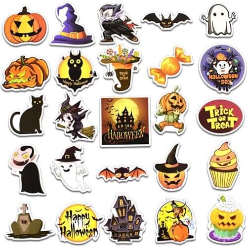 25pcs Cute Halloween Pumpkin And Ghost Small Fresh Decoration Stationery Sticker Diy Diary Scrapbook Label Sticker Stationery