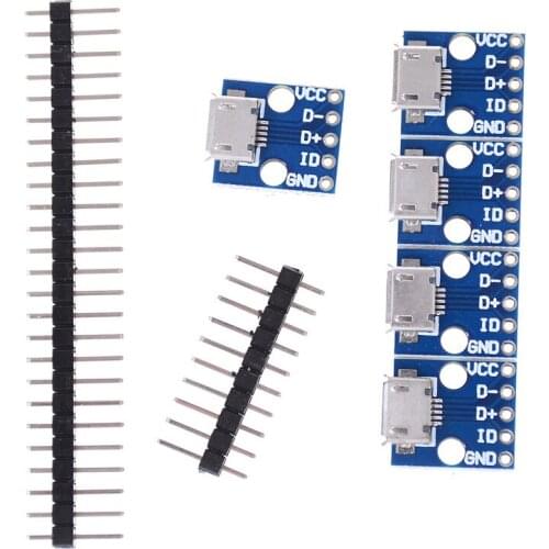 5Pcs Female MICRO USB to DIP Adapter Board WIth 5Pcs 5-Pin Pinboard 2.54mm micro USB type 1.5 x 1.3 x 0.4cm