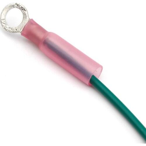 50Pcs M5 AWG 22-18 Ring Heat Shrink Wire Cable Splice Terminals Electrical Butt Connectors Waterproof Insulated Red 0.5-1.5mm2