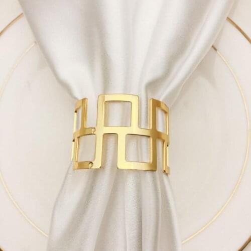 6pcs Metal Hollow Napkin Buckle Stainless Steel Napkin Button Back Pattern Napkin Ring Hotel Party Table Decoration Accessories