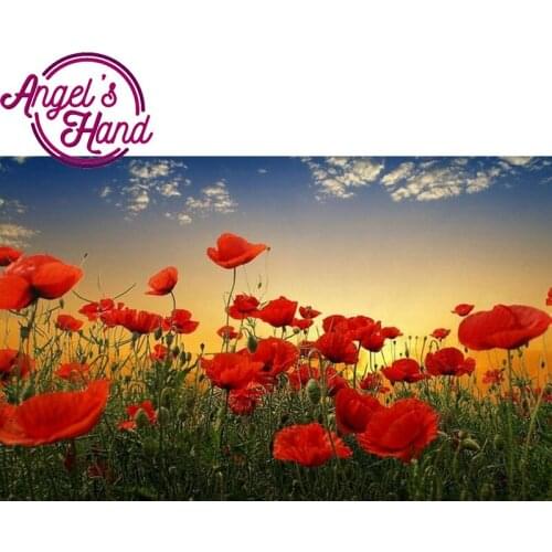 Diamond painting cross-stitch scenery round rhinestones paintings diamond embroidery red flowers needlework icons Home Decor