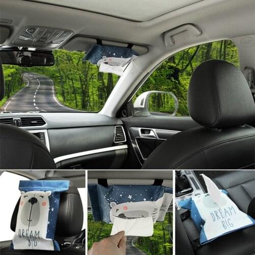 Car Cartoon Tissue Box Hanging Storage for Honda Civic Fit Crv dio 2018 Mitsubishi Lancer 10 Outlander 3 Citroen C5 C4 C3 MG zs