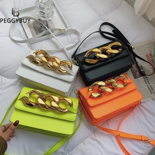 Branded Crossbody Bags For Women Luxury Quality Square Flap Shoulder Bags Leather Lady Messenger Bag Gold Thick Chain Satchels