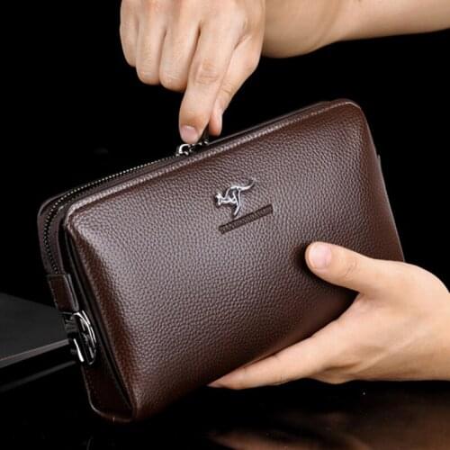 Business Mens Clutch bag Large Capacity Password Lock Open Long Leather Men Wallets Purse Handbag Card Holder Phone Wallet 2020