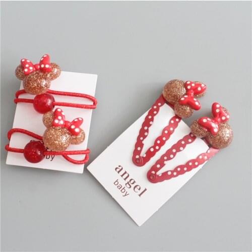 Disney cartoon childrens hair accessories headdress girl Mickey mouse bow hairpin hair rope rubber band baby toys