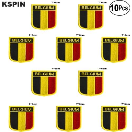 Belgium Flag Embroidery Patches Iron on Saw on Transfer patches Sewing Applications for Clothes in Home&Garden
