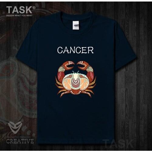 Twelve constellations mens t-shirt Cancer print Short sleeve clothes cotton summer Fashion sweatshirt Streetwear casual tops