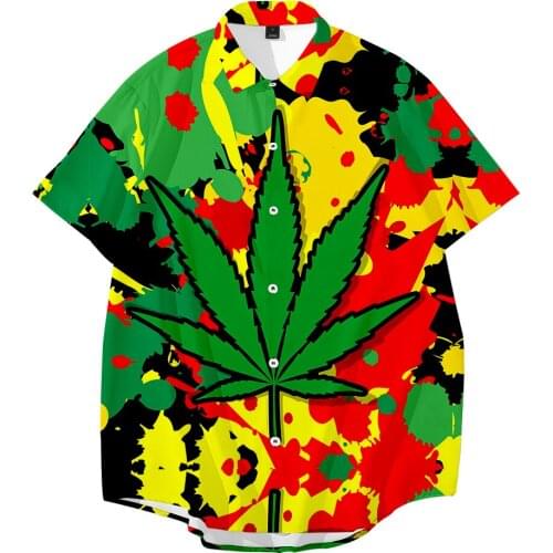 Green Lucky Leaf Shirt Hawaiian Short Sleeve Shirt Men New Summer Print Beach Shirts Casual Men Oversized Tops Men 5XL dropship