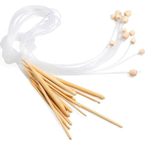Crochet Needle Knitting Tool with Plastic Cable Carbonized Bamboo Knitting Needles High Quality Useful Tools 12PCS/Set