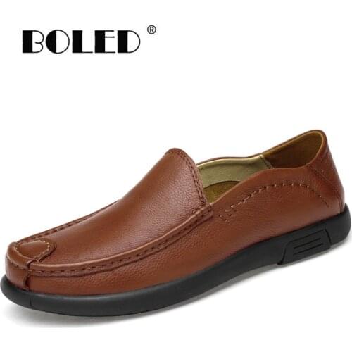 Two Style Comfortable Casual Shoes Men Quality Lightweight Loafers Moccasins Natural Leather Slip On Men Shoes Flats