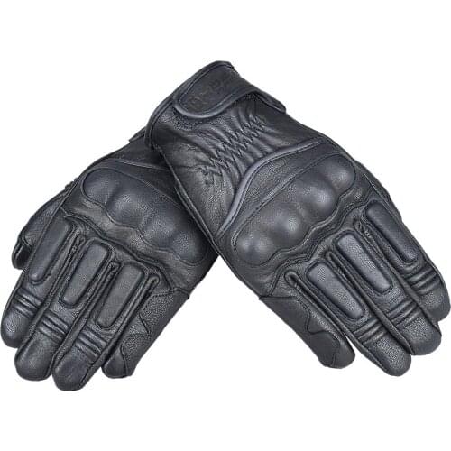 Motorcycle Riding Leather Retro Gloves Touch Screen Full Finger Breathable Shatter-resistant