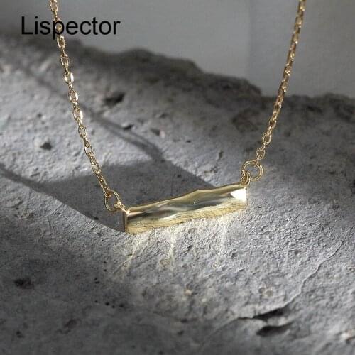 Lispector 925 Sterling Silver Irregular Horizontal Line Pendant Necklaces for Women Korean Simple Chic Necklace Female Jewelry