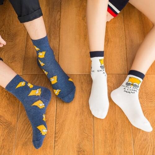 5 Pairs/Pack Men and women trendy socks ins spring and summer tube socks Japanese couple models cartoon anime cotton socks