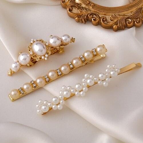 MOGAKU Fashion Side Clips for Women Elegant Pearl Barrettes Flowers Hairpins Girls Party Accessories Bridal Wedding Hair Jewelry