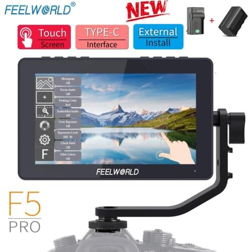 FEELWORLD F5 Pro 5.5 Inch on DSLR Camera Field Monitor Touch Screen IPS FHD1920x1080 4K HDMI Video Focus Assist for Gimbal Rig