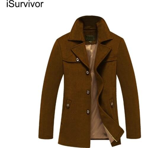 ISurvivor Autumn And Winter Short Woolen Cloth Mens New Woolen Coat Business Mens Lapel Short Woolen Coat