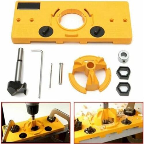 35mm Hinge Jig Boring Hole Saw Drill Guide Locator Forstner Door Hole Template Wood Cutter Carpenter Woodworking Tool Depth Stop
