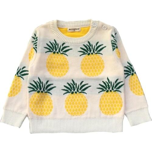 New Design Children Boys Girls Long Sleeve Sweater Pineapple Print Buttom Cotton Kids Pullover Top Korean Children Clothes 2-7Y