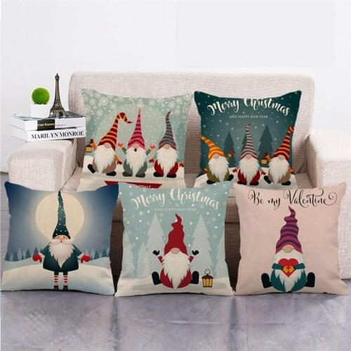 Wholesale 45cm*45cm Cartoon santa claus pattern Linen/Cotton Throw Pillow Covers Couch Cushion Cover Home Decor Pillowcase