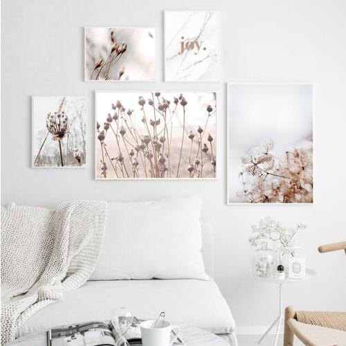 Autumn Grass Kapok Dandelion Reed Flower Wall Art Canvas Painting Nordic Posters And Prints Wall Pictures For Living Room Decor