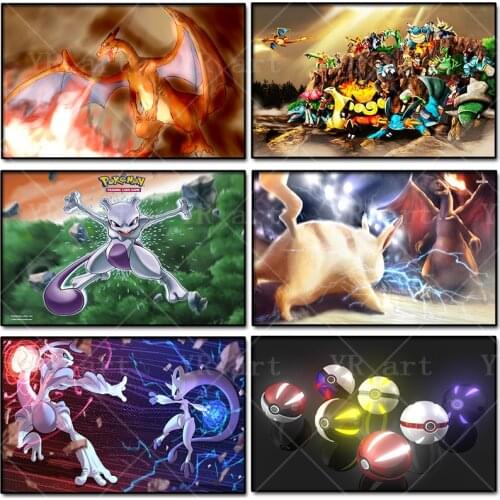 Pokemon Poster Pikachu Art Prints Cartoon Anime Canvas Painting Print Mural Modern Living Room Home Decoration Picture Cuadros