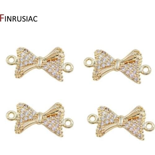 Supplies For Jewelry Wholesale 4 Types Zircon Bow Charms Pendants Connectors Accessories For DIY Earrings Making Jewellery Parts