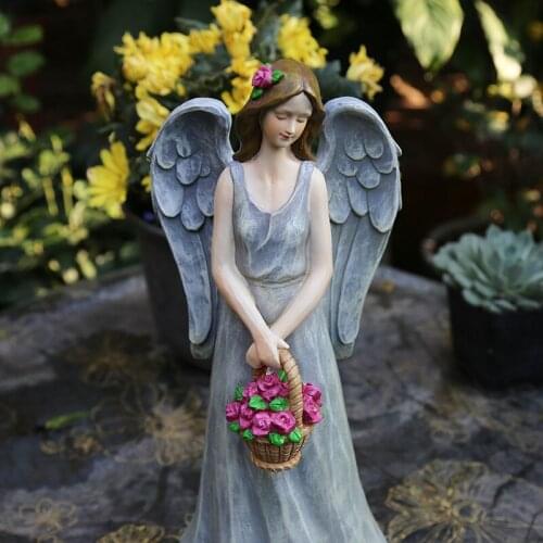 Garden Decoration Angel Flower Ornaments Fairy Garden Decoration Resin Doll American Country Gardening Desktop Bookshelf Decor
