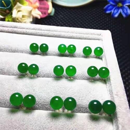 Natural Jade Ear Studs Women Men Chrysoprase Carnelian Earring Certified Jades Stone Fine Jewelry Red Green Chalcedony Earstuds