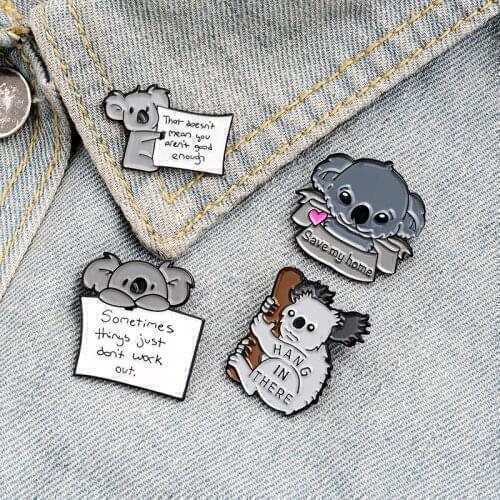 Save My Home Cute Koala Pin Go with Cowboy Pin Student Cartoon Koala Pin Pin