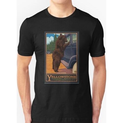 Vintage Yellowstone National Park Bear T Shirt New Summer Fashion Casual Cotton Round Neck T Shirt Yellowstone National Park