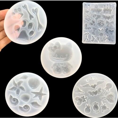 All specular DIY silicone pendant crystal gel mold, no polishing silicone mold, shell, crown, wings, cat