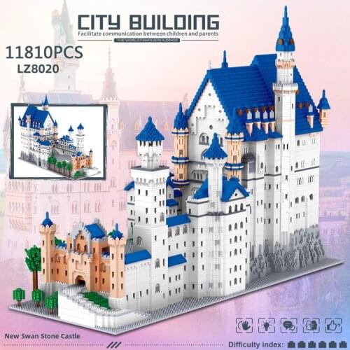 Disney Mickey Around the World micro diamond block germany New Swan Stone Castle building brick educational toy nanobrick model