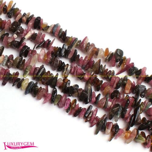 High Quality 7-10mm Natural Multicolor Tourmaline Stone Irregular Shape DIY Gems Loose Beads Strand 15" Jewelry Making w3983