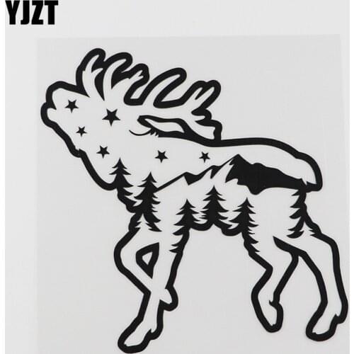 YJZT 14.3CMX14.2CM Cute Elk Skyline High Quality Decal Vinyl Car Sticker Black/Silver 8A-0156